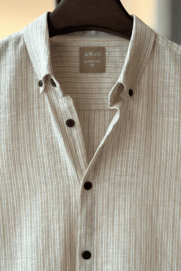 Light Beige With White Pinstripes Shirt