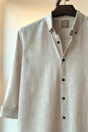 Light Beige With White Pinstripes Shirt