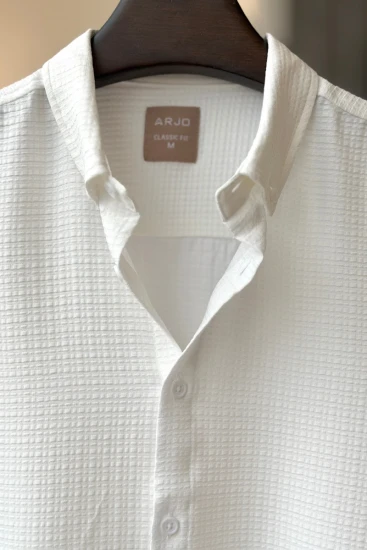 White With Textured Pattern Shirt