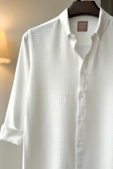 White With Textured Pattern Shirt