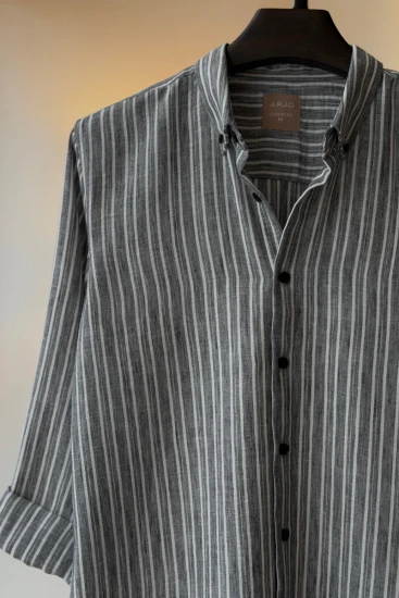 Charcoal Grey With White Stripes Shirt