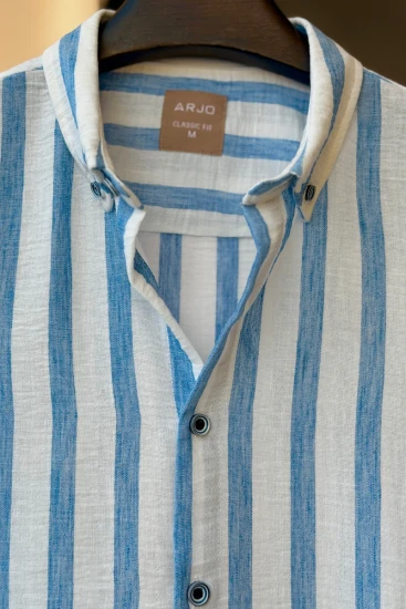 White With Light Blue Striped Shirt