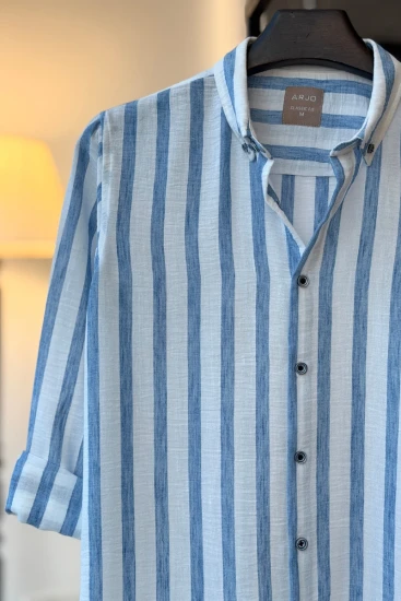 White With Light Blue Striped Shirt