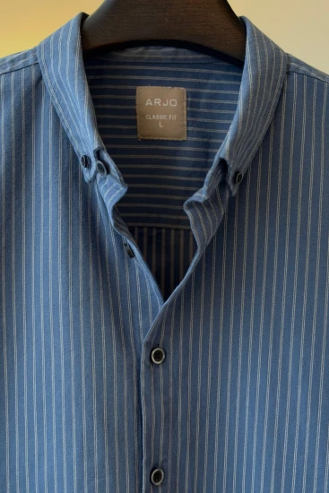 Steel Blue With Thin White Pinstripes Shirt