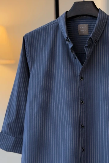 Steel Blue With Thin White Pinstripes Shirt