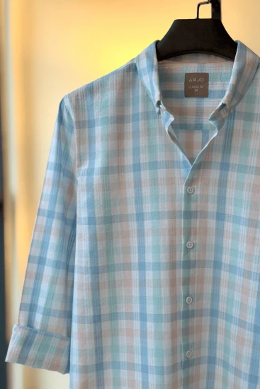 Pastel Blue Multicolor Check Shirt