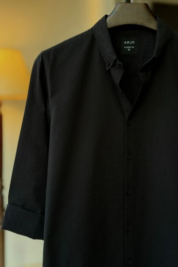 Black Stripe Seersucker Shirt