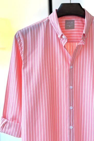 Salmon Pink With White Stripes Shirt