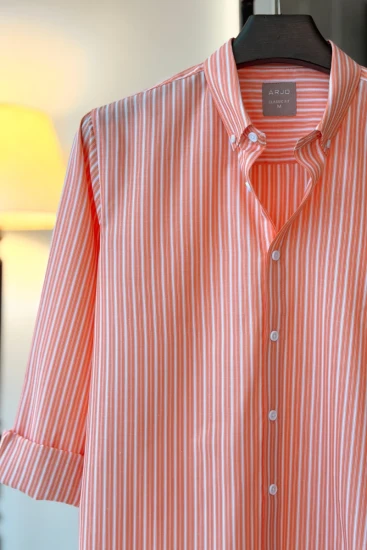 Light Orange With White Stripes Shirt