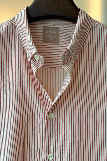 Off-White With Maroon Pinstripes Shirt
