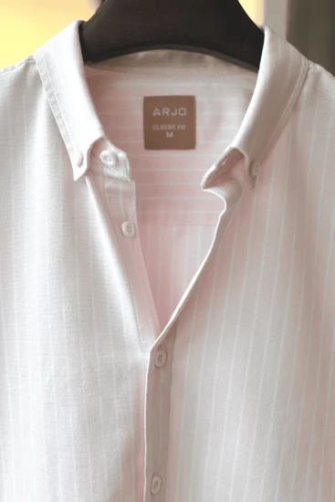 Baby Pink With White Stripe Oxford Cotton Shirt
