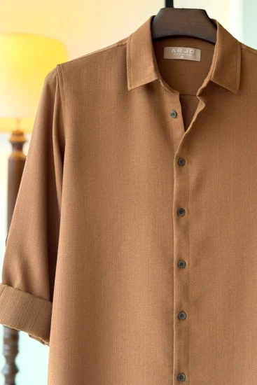Camel Brown Textured Shirt