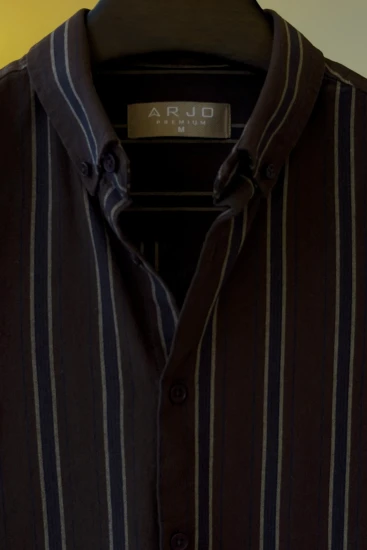 Dark Brown With Blue And Beige Stripes Shirt