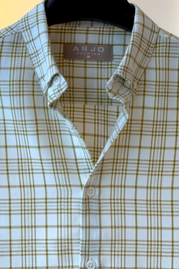 Ivory White With Mustard Yellow Check Shirt