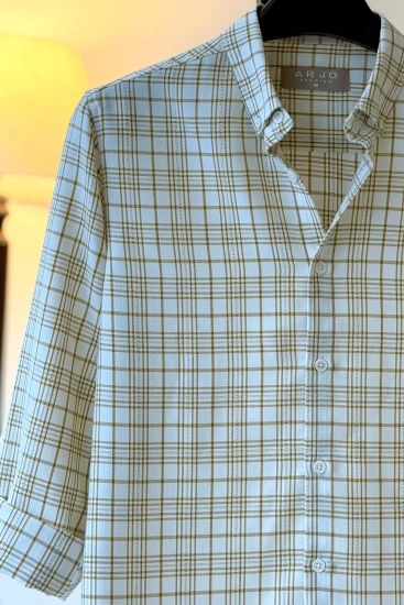 Ivory White With Mustard Yellow Check Shirt