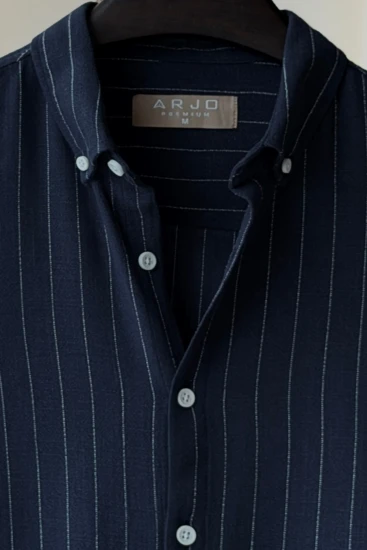 Dark Navy With White Pinstripes Shirt