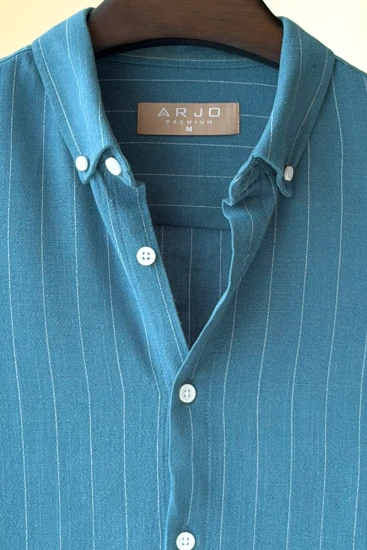 Steel Blue With White Pinstripes Shirt