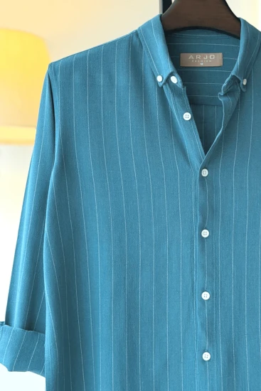 Steel Blue With White Pinstripes Shirt