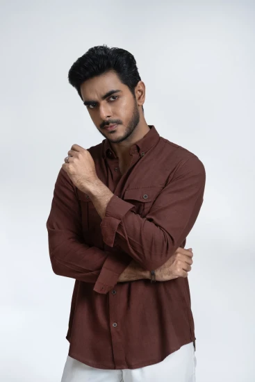 Chocolate Brown Double Pocket Premium Shirt