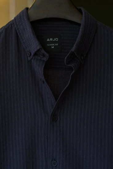 Oxford Blue with Navy Blue Stripes Shirt