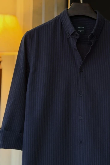 Oxford Blue with Navy Blue Stripes Shirt