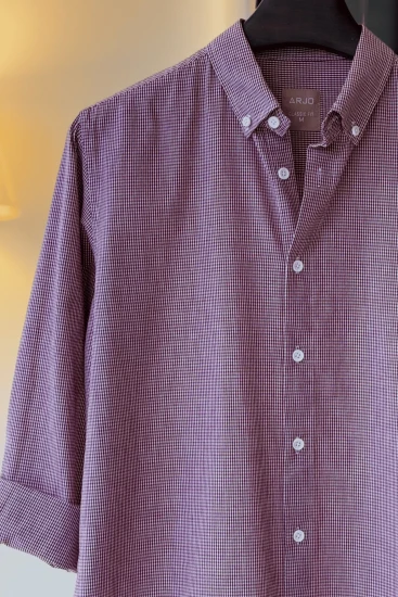 Maroon & White Micro Check Shirt