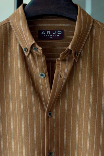 Golden Brown with Off White Stripes Premium Shirt