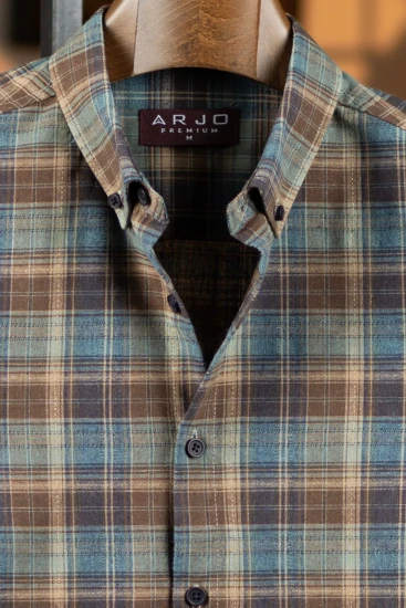 Icy Blue with Chocolate-Brown Plaid Premium Shirt