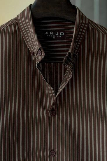 Chocolate with Black & Off-white Stripes Premium Shirt