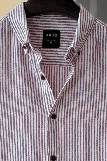 White & Deep Red Stripes Shirt