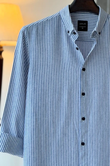White & Sapphire Blue Stripes Shirt