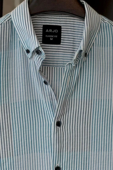 White with Sky-Navy-Aqua Blue Stripes Shirt
