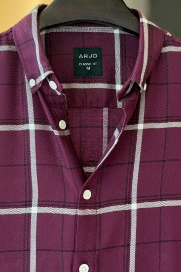 Tyrian Purple with White & Black Check Shirt