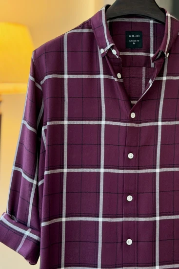 Tyrian Purple with White & Black Check Shirt