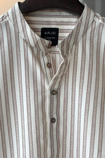White with Espresso-Gray & Black Intricate Stripes Katua