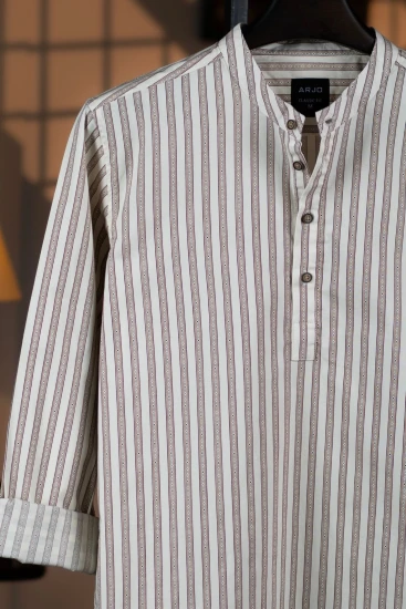 White with Espresso-Gray & Black Intricate Stripes Katua