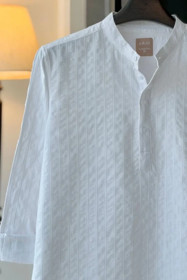 White Textured & Seersucker Stripes Katua