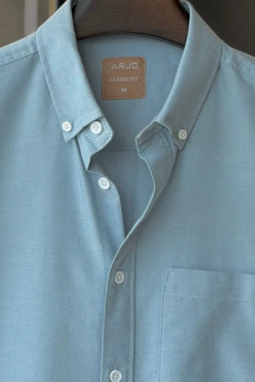 Mint Blue Solid Oxford Shirt
