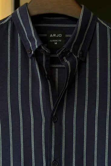 Navy Blue with White Pinstripes Shirt