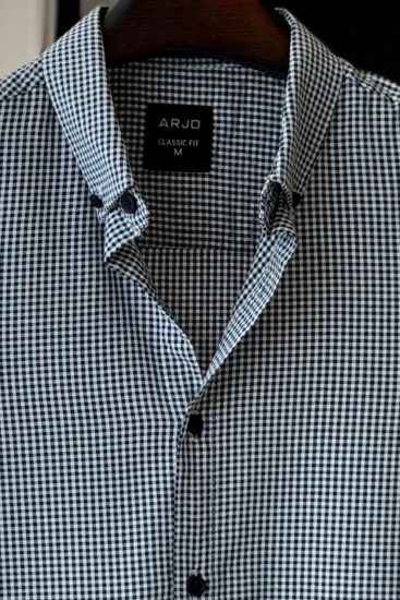 Deep Navy Blue & White Micro Check Shirt