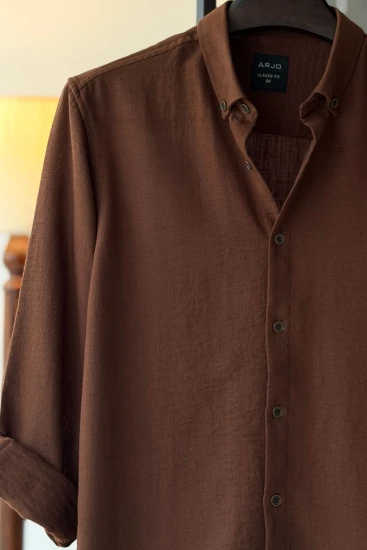 Chocolate Brown Wrinkle Textured Shirt