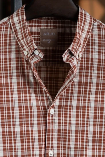 Rusty Orange & White Plaid Shirt