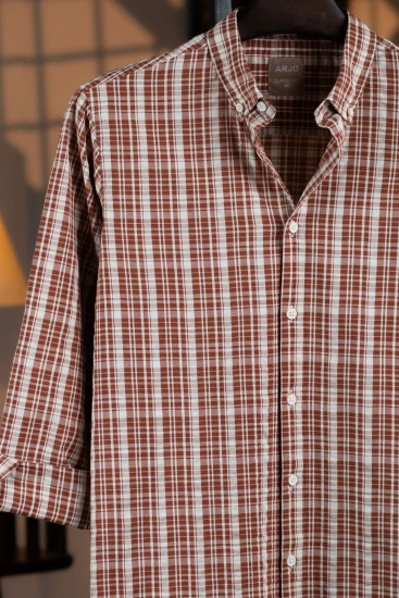 Rusty Orange & White Plaid Shirt