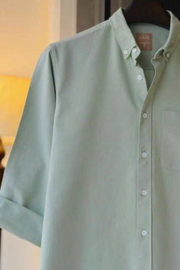 Pastel Mint Green Solid Oxford Shirt
