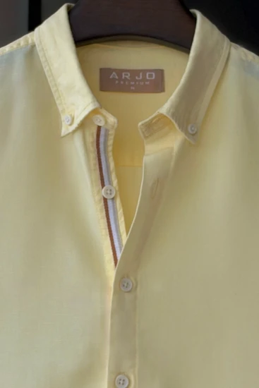 Pastel Yellow with Contrast Placket Shirt
