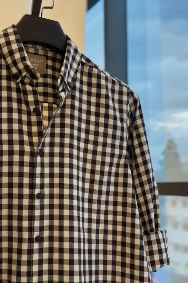 Mocha Off White Check Shirt
