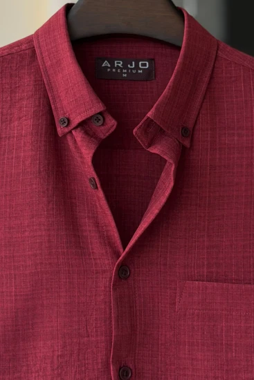 Claret Red with Textured Pinstripes Premium Shirt