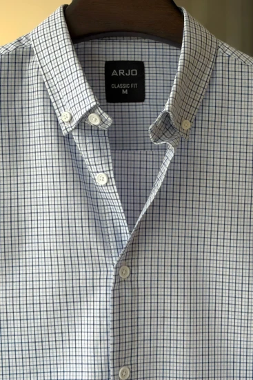 White with Navy & Sky Blue Check Shirt