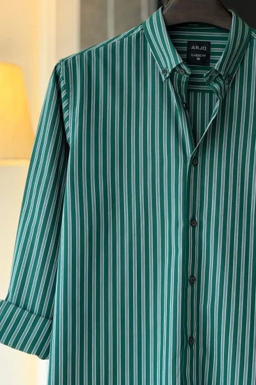 Forest Green Multi-Stripe Shirt