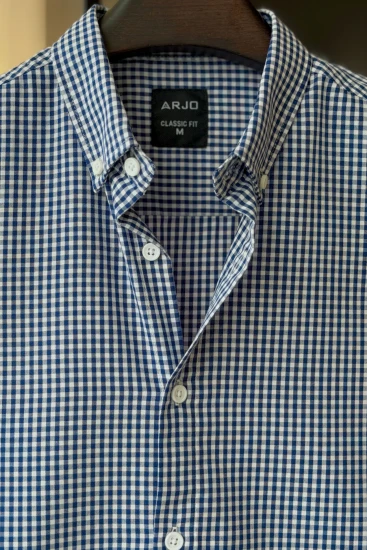 Midnight Blue & White Micro-Check Shirt